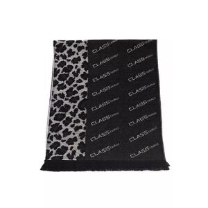 Cavalli Class Leopard Print Scarf CA22214 Men Black Scarves